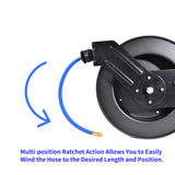 Aain Retractable Air Hose Reel With 3/8" Inch x 50' Ft, Heavy Duty Steel Hose Reels, Auto Rewind Pneumatic,Industrial Grade Rubber Hose Wall Mount