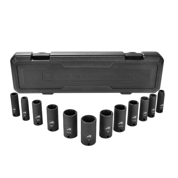 Aain 12-Piece 3/8 Inch Drive Deep Impact Socket Set, Cr-V Steel, 6-Point | SAE 5/16
