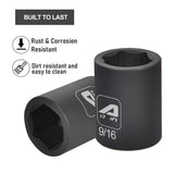 Aain 12-Piece 3/8 Inch Drive Shallow Impact Socket Set, Cr-V Steel, 6-Point | SAE 5/16" To 1"