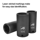 Aain 12-Piece 3/8 Inch Drive Deep Impact Socket Set, Cr-V Steel, 6-Point | SAE 5/16" To 1"