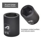 Aain 12-Piece 3/8 Inch Drive Shallow Impact Socket Set, Cr-V Steel, 6-Point | SAE 5/16" To 1"