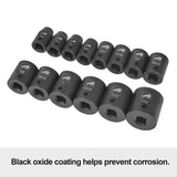 Aain 1/2 Inch Drive Shallow Impact Socket Set, Cr-V Steel, 6-Point | 14-Piece Set | SAE 3/8" To 1-1/4"