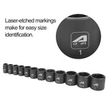 Aain 12-Piece 3/8 Inch Drive Shallow Impact Socket Set, Cr-V Steel, 6-Point | SAE 5/16" To 1"