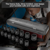Aain 1/2 Inch Drive Shallow Impact Socket Set, Cr-V Steel, 6-Point | 14-Piece Set | SAE 3/8" To 1-1/4"