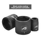 Aain 12-Piece 3/8 Inch Drive Shallow Impact Socket Set, Cr-V Steel, 6-Point | SAE 5/16" To 1"