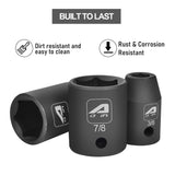 Aain 1/2 Inch Drive Shallow Impact Socket Set, Cr-V Steel, 6-Point | 14-Piece Set | SAE 3/8" To 1-1/4"