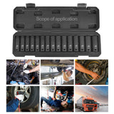 Aain 15-Piece 1/2 INCH Drive Deep Impact Socket Set, Cr-V Steel, 6-Point | Metric 10mm To 24mm
