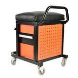 Aain Rolling Workshop Mechanics Creeper Seat with 2 Tool Storage Drawers Under Seat, Screwdriver Bracket, Padded Stool for Mechanic Tools, 300 Pounds Capacity