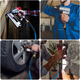 AAIN 1/4 in x 25 ft Rubber Air Hose with Universial Connector, Lightweight, Kink Resistant, Flexible, All-Weather Air Tool Hoses 300 PSI Air Compressor Hose for Roofing and Furniture Jobs,BLUE