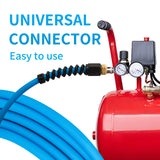 AAIN 1/4 in x 25 ft Rubber Air Hose with Universial Connector, Lightweight, Kink Resistant, Flexible, All-Weather Air Tool Hoses 300 PSI Air Compressor Hose for Roofing and Furniture Jobs,BLUE