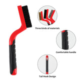 AAIN 6-Pack Wire Brush Set Nylon/Brass/Stainless Steel Bristles with Curved Handle Grip Scratch Brushes for Deep Cleaning and Rust Removing Small Cleaning Brushes - 7 Inches (Red)