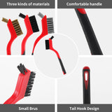 AAIN 6-Pack Wire Brush Set Nylon/Brass/Stainless Steel Bristles with Curved Handle Grip Scratch Brushes for Deep Cleaning and Rust Removing Small Cleaning Brushes - 7 Inches (Red)
