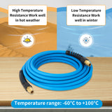 AAIN 1/4 in x 25 ft Rubber Air Hose with Universial Connector, Lightweight, Kink Resistant, Flexible, All-Weather Air Tool Hoses 300 PSI Air Compressor Hose for Roofing and Furniture Jobs,BLUE