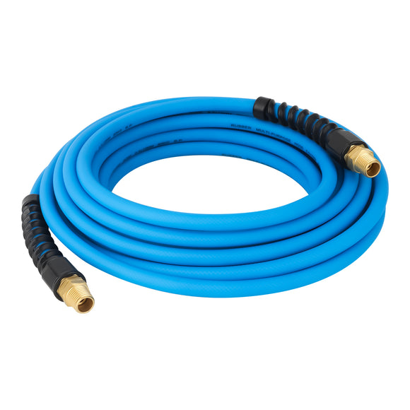 AAIN 1/4 in x 25 ft Rubber Air Hose with Universial Connector, Lightweight, Kink Resistant, Flexible, All-Weather Air Tool Hoses 300 PSI Air Compressor Hose for Roofing and Furniture Jobs,BLUE