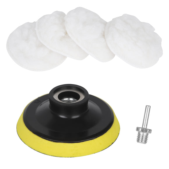 6 Pcs 3 Inch Wool Polishing Buffing Pad Polishing Buffing Wheel for Drill Buffer Attachment with M14 Drill Adapter AA067
