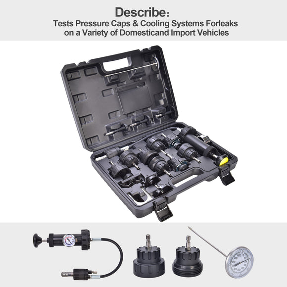 TM115 Radiator Pressure Tester Kit,Vacuum Pump Type Cooling System for Universal Vehicles