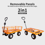 AAIN 800 lbs Metal Garden Cart, Heavy Duty Garden Wagon with Removable Steel Mesh Sides, Utility Yard Carts with 180° Rotating Handle with 10 inch Wheels, 4cu.ft Load Capacity Outdoor Wagons