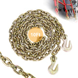 AAIN 3/8" x 10FT Heavy-Duty Steel Chain – 7100 LB Working Load Limit, Rust-Resistant, for Towing, Lifting, and Bindingooks for Transporting Towing Tie Down Binding Equipment