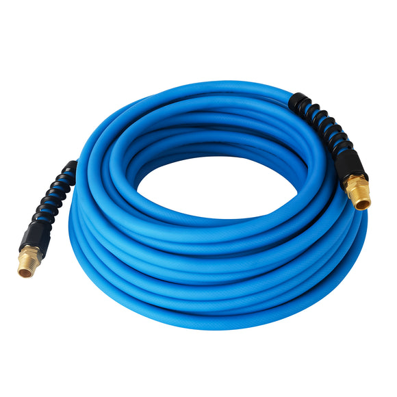 AAIN 1/4 in. x 50 ft. Pneumatic Hybrid Air Hose, 300 PSI All-Weather Rubber Air Tool Hose with Solid Brass Industrial Connector, Lightweight, Anti-Kink, Flexible Air Compressor Hose