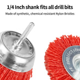 Aain 5 Pack Abrasive Filament Nylon Wire Drill Wheel and Cup Brush Set with 1/4" Drill Shank for Removing Rust, Corrosion Nylon Drill Brush Kit for Angle Grinder