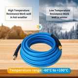 AAIN 1/4 in. x 50 ft. Pneumatic Hybrid Air Hose, 300 PSI All-Weather Rubber Air Tool Hose with Solid Brass Industrial Connector, Lightweight, Anti-Kink, Flexible Air Compressor Hose