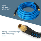AAIN 1/4 in. x 50 ft. Pneumatic Hybrid Air Hose, 300 PSI All-Weather Rubber Air Tool Hose with Solid Brass Industrial Connector, Lightweight, Anti-Kink, Flexible Air Compressor Hose