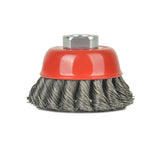 AAIN 2PC 3" Knotted Cup Brush, 5/8"-11 for Grinders, 12,500 RPM, Heavy-Duty Metal Conditioning, 0.020" Carbon Steel Rust Removal