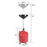 Aain Portable Waste Oil Drain Tank 18 Gallon with Steel Waste Oil Container, Adjustable Funnel Height, Oil Changing, Oil Dolly for Car Fluid Fuel Transfer Drainage