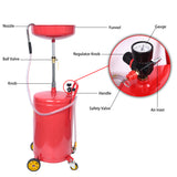 Aain 20-Gallon Air Operated Waste Oil Drain Tank with Wheels, Portable Industrial Fluid Drainage System - Adjustable Funnel Height for Auto Shops, Farm Equipment & Garage Use (Red)