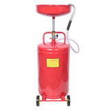Aain 20-Gallon Air Operated Waste Oil Drain Tank with Wheels, Portable Industrial Fluid Drainage System - Adjustable Funnel Height for Auto Shops, Farm Equipment & Garage Use (Red)
