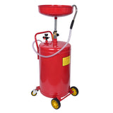 Aain 20-Gallon Air Operated Waste Oil Drain Tank with Wheels, Portable Industrial Fluid Drainage System - Adjustable Funnel Height for Auto Shops, Farm Equipment & Garage Use (Red)