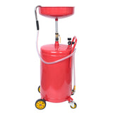 Aain 20-Gallon Air Operated Waste Oil Drain Tank with Wheels, Portable Industrial Fluid Drainage System - Adjustable Funnel Height for Auto Shops, Farm Equipment & Garage Use (Red)