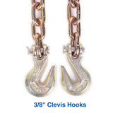 Aain Transport Binder Chain for Tie Down, Chain with Grade 70, Working Load Limit Clevis Grab Hooks Logging for Transporting Towing,2 Pack (2, 3/8" x 10FT)