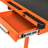 Aain Heavy Duty Adjustable Work Table Bench - 200 lbs Rolling Tool Cart Tear Down Tray with Wheel & Drawer, Hand Tools/Parts Storage Organizer, Rubber Corners, Orange