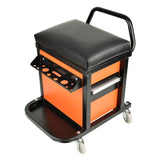 Aain Rolling Workshop Mechanics Creeper Seat with 2 Tool Storage Drawers Under Seat, Screwdriver Bracket, Padded Stool for Mechanic Tools, 300 Pounds Capacity