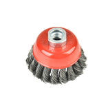 AAIN 2PC 3" Knotted Cup Brush, 5/8"-11 for Grinders, 12,500 RPM, Heavy-Duty Metal Conditioning, 0.020" Carbon Steel Rust Removal