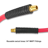 Aain 3/8"50ft Hybrid Air Compressor Hose with Bend Restrictors, All-Weather Flexibility, Kink-Resistant Design, MNPT Brass Fittings, for Air Tools, Pneumatic Systems, Automotive & Industrial Use