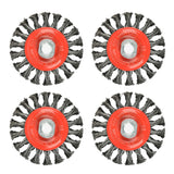 Aain 4 Pack Steel Wire Wheel Brush Knotted Wire Brush 4 inch for Cleaning Rust, Stripping and Abrasive, for Drill Attachment