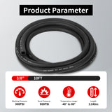 Aain 3/8" Fuel line, rubber tubing for fuel and water, durable NBR construction, wide application for boats, cars, lawnmowers; includes fuel line clamp, ensuring smooth fuel delivery (3/8"10FT)