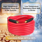 Aain 3/8"50ft Hybrid Air Compressor Hose with Bend Restrictors, All-Weather Flexibility, Kink-Resistant Design, MNPT Brass Fittings, for Air Tools, Pneumatic Systems, Automotive & Industrial Use