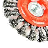 Aain 4 Pack Steel Wire Wheel Brush Knotted Wire Brush 4 inch for Cleaning Rust, Stripping and Abrasive, for Drill Attachment
