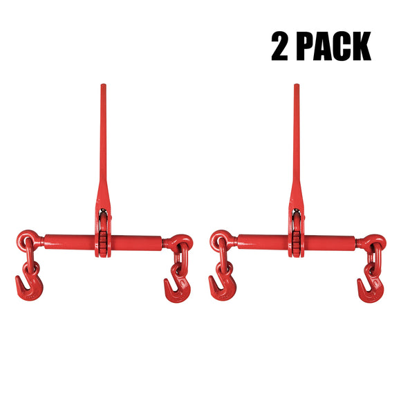 Eisen Heavy Duty Ratchet Lever Chain Load Binder - 1/4 Inch x 5/16 Inch Load Binders w/Grab Hooks 2,200 Pounds Working Load Limit for Tractor and Chains, 2 Pack