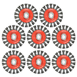Aain 8 Pack Steel Wire Wheel Brush,Knotted Wire Brush 4 inch for Cleaning Rust, Stripping and Abrasive, for Drill Attachment