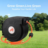 Aain heavy duty hose garden hose reels for outside with 66ft auto rewind water hose, adjustable length, wall-mounted 180° rotation garden hose reel - fairy garden accessories