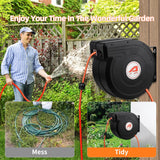 Aain heavy duty hose garden hose reels for outside with 66ft auto rewind water hose, adjustable length, wall-mounted 180° rotation garden hose reel - fairy garden accessories