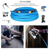 AAIN 1/4"100ft*PU Hybrid Air Compressor Hose with Bend Restrictors, All-Weather Flexibility, Kink-Resistant Design, MNPT Brass Fittings, for Air Tools, Pneumatic Systems, Automotive & Industrial Use