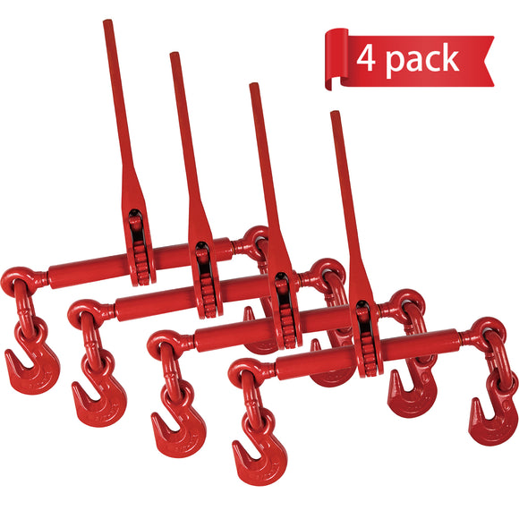 Aain Chain and Binder Kit 3/8in-1/2in, G80 Chains Ratchet Load Binders 9200lbs Working Strength, Ratchet Binders and Chains, 3/8in x 10ft G80 Chains, for Truck, Tie Down, Hauling, Towing 4pack
