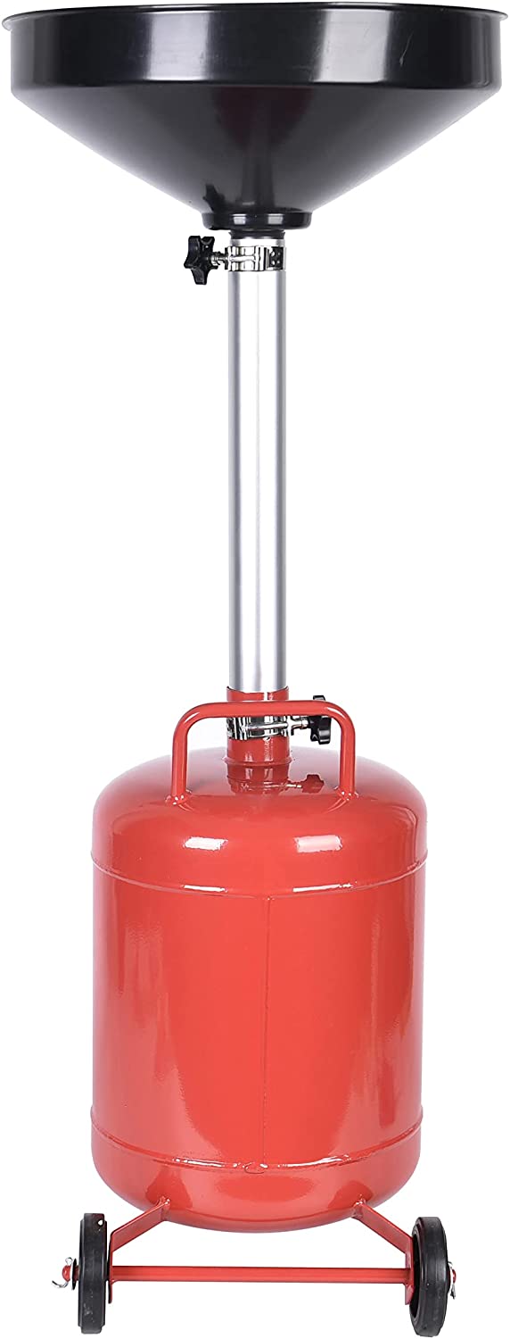 Aain 5 Gallon Oil Drain Portable Steel Oil Drain, Waste Oil Drain Tank with Wheel, Adjustable Height 32 Inch to 62 Inch
