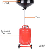 Aain 5 Gallon Oil Drain Portable Steel Oil Drain, Waste Oil Drain Tank with Wheel, Adjustable Height 32 Inch to 62 Inch