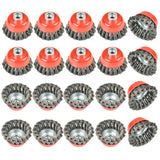AAIN 20 Pieces - 3 Inch Twisted Knotted Wheel Cup Brush with 5/8"-11 Threaded Arbor for Angle Grinder, Max RPM 12,500, Heavy-Duty Conditioning for Metal - 0.020in Carbon Steel for Rust Removal, Abrasives
